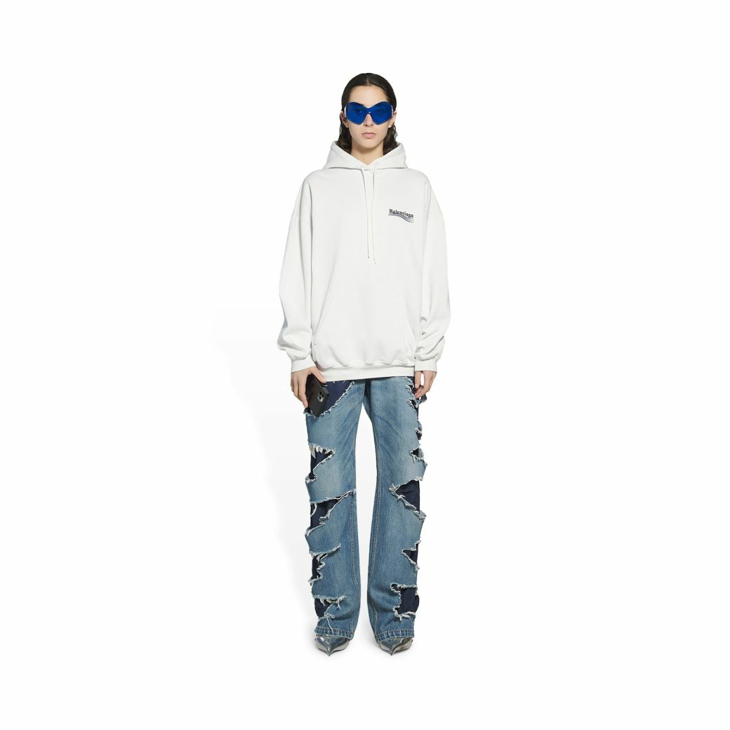 Women BALENCIAGA Sweatshirts & Hoodies | Women'S Political Campaign Medium Fit Hoodie In White